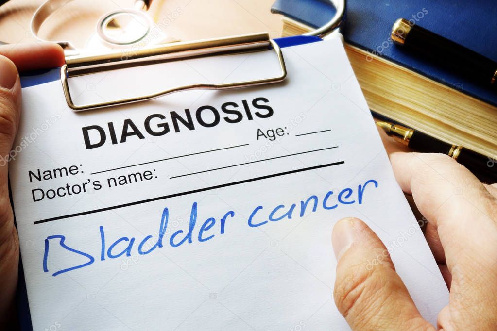 Diagnosis bladder cancer in a medical form.
