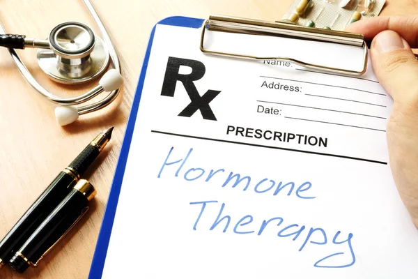 Prescription form with sign hormone therapy. — Stock Photo, Image