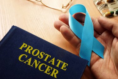 Symbol of prostate cancer. Blue awareness ribbon. clipart
