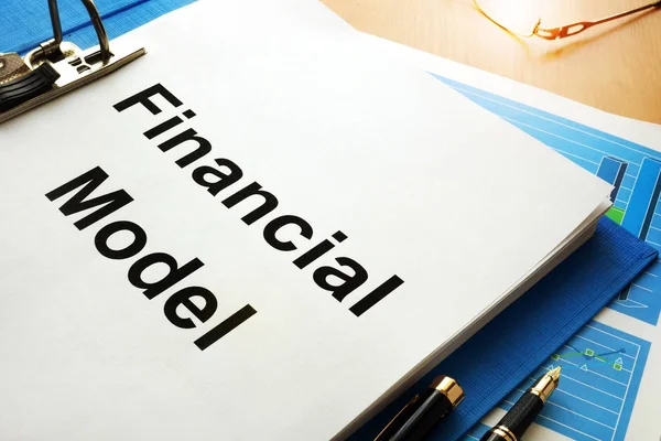 The Financial Model in a blue folder. — Stock Photo, Image