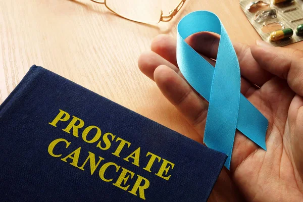 Symbol of prostate cancer. Blue awareness ribbon. — Stock Photo, Image