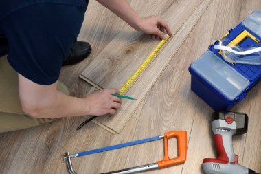 Yükleme alt döşeme Laminant. Ev concept yenileme.