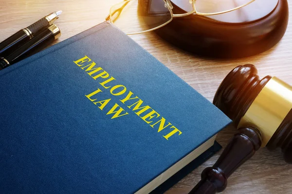 Απασχόληση έννοια δικαίου. Βιβλίο και σφυρί σε ένα γραφείο. — Φωτογραφία Αρχείου