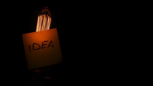 Concept Créativité Imagination Word Idea Sur Bâton Ampoule Vintage Clignote — Video