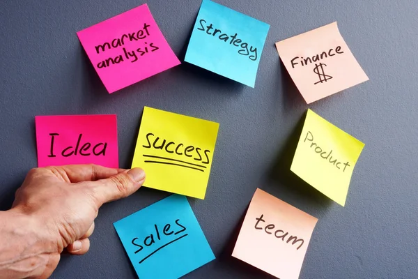 Success and business plan. Sticks with elements of financial strategy. — Stock Photo, Image