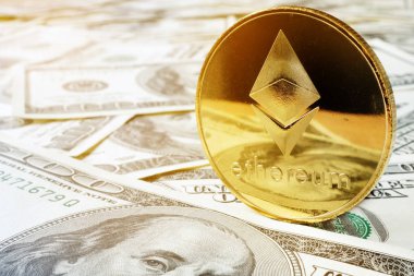 Ethereum Eth sikke ve dolar. Cryptocurrency Satım.