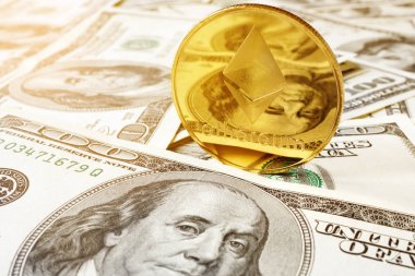 Ethereum Eth sikke üzerinde bir para. Cryptocurrency kavramı.