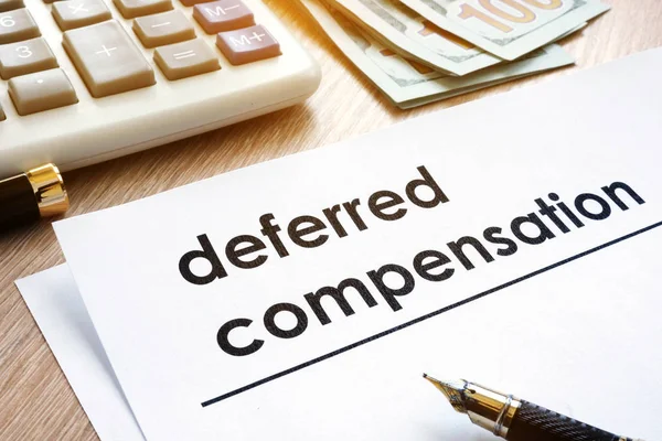 Documents with title Deferred compensation and dollars. — Stock Photo, Image