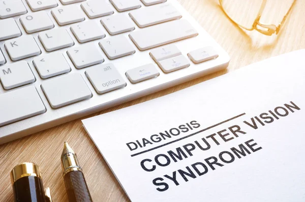 Computer vision syndrome cvs diagnosis and keyboard.