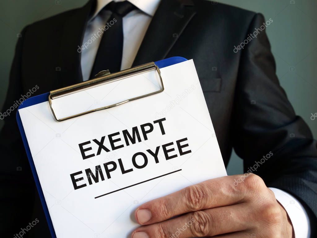 Exempt employee sign is in the hands.