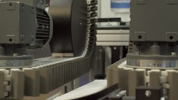 Closeup Automated Machine Production Line — Stock Video