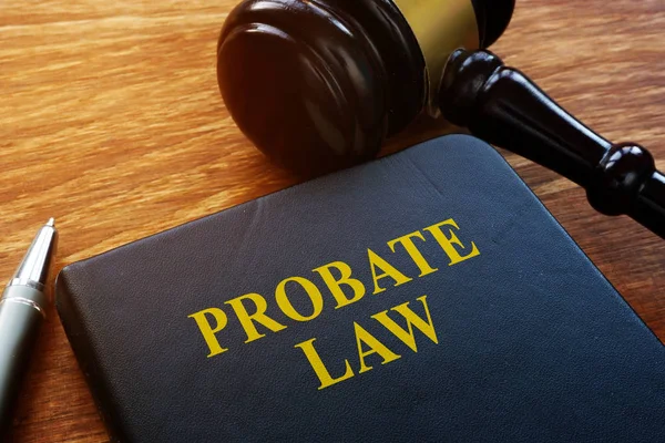 Probate Law book and wooden gavel in the court. — 스톡 사진