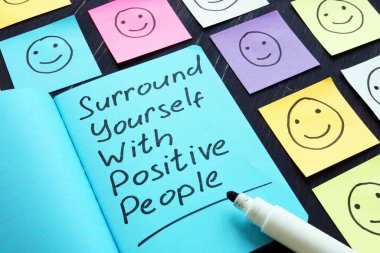 Surround Yourself with Positive People motivation phrase. clipart