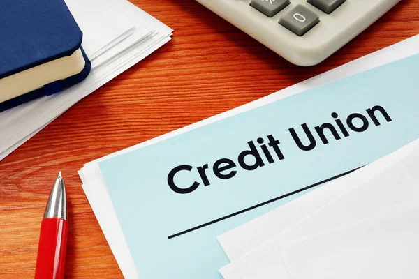 Credit Union papers for loan on desk. — Stock Photo, Image
