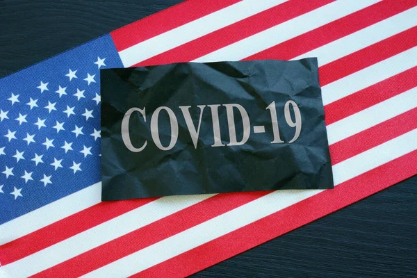 Bandiera Usa Segno Covid Coronavirus Come Simbolo Epidemia — Foto Stock