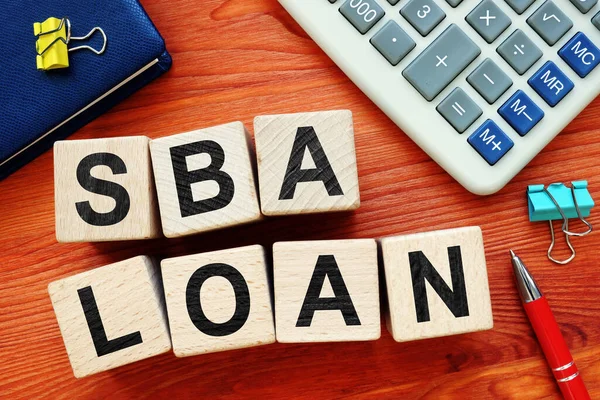 Sba Loan Concept Wooden Cubes Letters — Stock Photo, Image