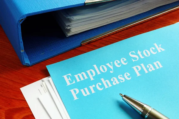 Employee Stock Purchase Plan Espp Blue Folder — Stock Photo, Image