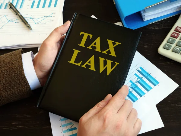 会計士の掌中の税法書 — ストック写真