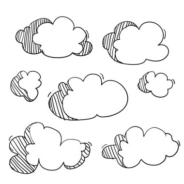 Çizgi film biçimi vektöründe el çizimi karalama bulutu çizimi