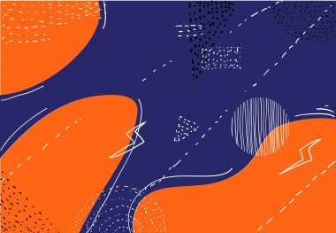 soyut geometrik karalama arkaplanı ile retro el çizimi çizgi film biçimi