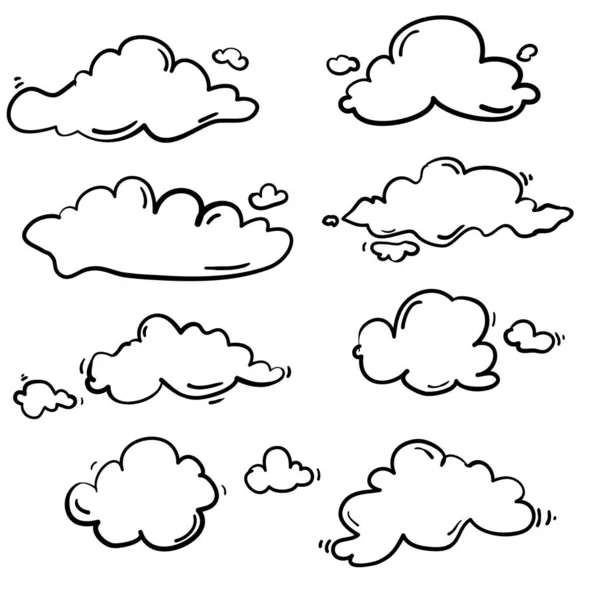 Ручной рисунок облака каракулей в векторе стиля мультфильма — стоковый вектор