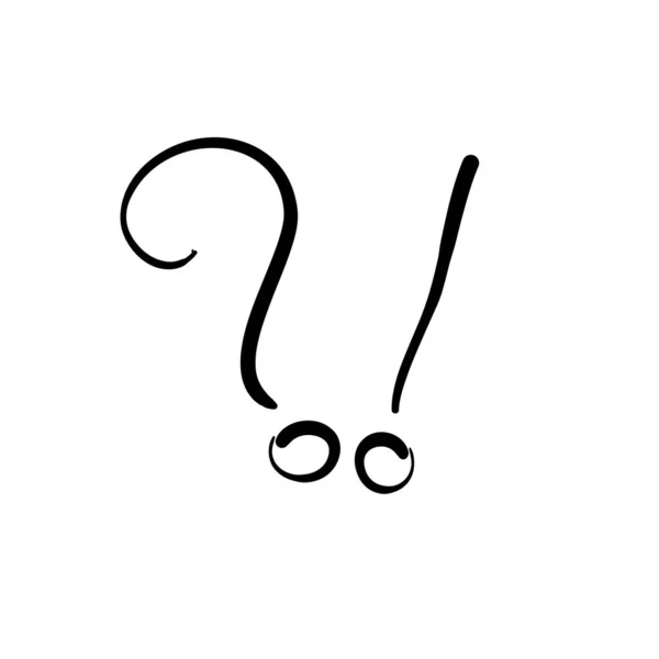 Punto interrogativo doodle e punto esclamativo stile disegnato a mano — Vettoriale Stock