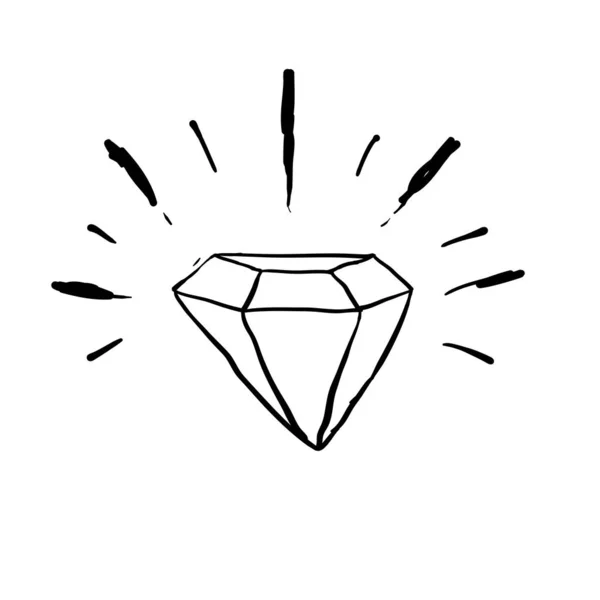 Diamante doodle ícone estilo desenhado à mão — Vetor de Stock