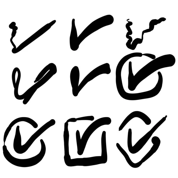 Ręcznie rysowany znak kontrolny ikona zestaw w stylu kreskówki doodle — Wektor stockowy