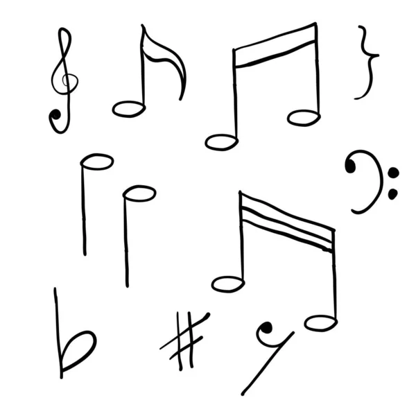 Mão desenhado elemento nota musical vetor doodle — Vetor de Stock