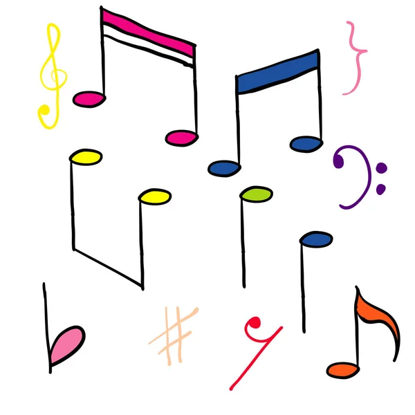 Hand drawn music note element doodle vector — 스톡 벡터