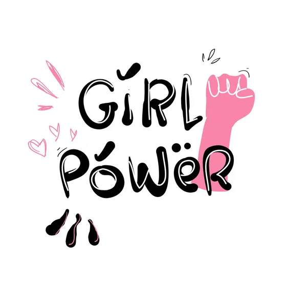 Doodle girl power cita vetor de ilustração —  Vetores de Stock
