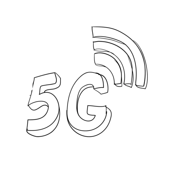 El çizimi 5g sembolü çizim çizim biçimi — Stok Vektör