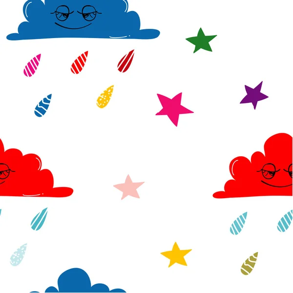 Lindo patrón de espacio sin costuras con la luna, las estrellas y cloud.Creative noche estilo niños para la tela que envuelve fondo de ropa de papel tapiz textil niños — Archivo Imágenes Vectoriales