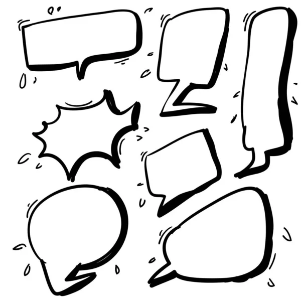 Satz von Blasen Rede Sammlung in Doodle Hand gezeichnet Stil — Stockvektor