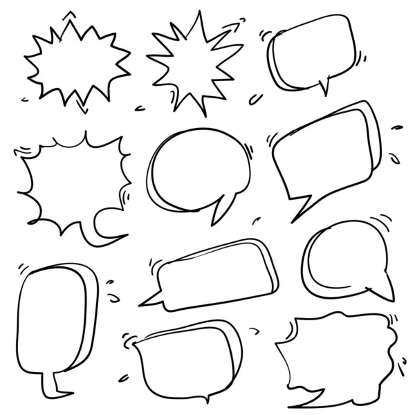 Set of bubbles speech collection in doodle hand drawn style — 스톡 벡터