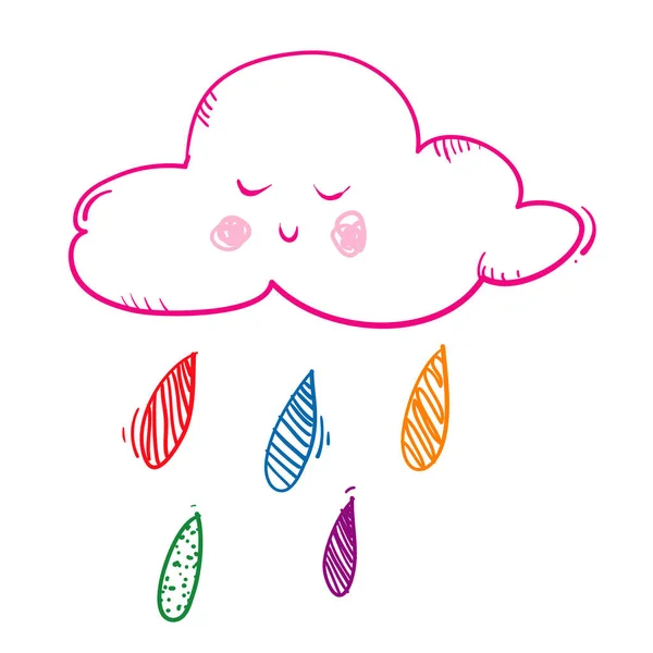 Lindo nube lluvia mano dibujado estilo garabato para niño, bebé, tela, fondo de pantalla — Archivo Imágenes Vectoriales