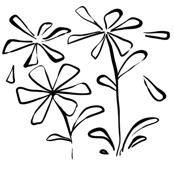 Handritad konstnärlig vild växt blomma illustration i klotter stil — Stock vektor