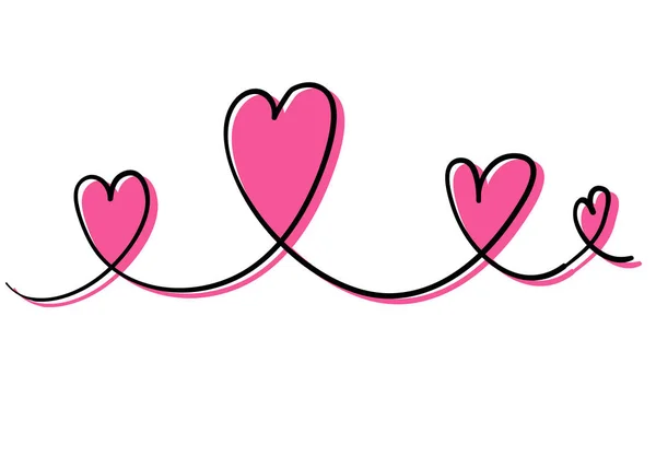 Länkad kärlek med tunn linje handritade doodle stil illustration — Stock vektor