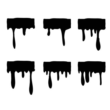 Siyah yağ damlası. Damla boya ya da sos lekesi damlatır el çizimi karalama biçimi vektörü