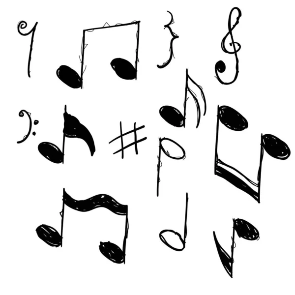 Hand drawn music note element doodle vector — 스톡 벡터