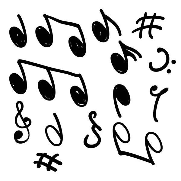 Elemento de nota musical dibujado a mano doodle vector — Vector de stock