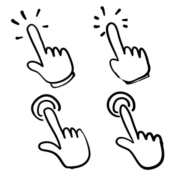 El çizimi el işaretçisi tıklama simgesi karalama çizimi — Stok Vektör