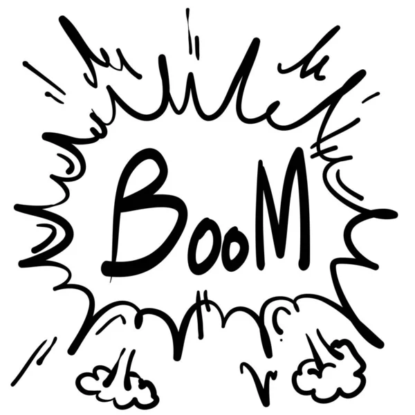 Boom bolla discorso mano disegno stile doodle con testo per banner, poster, web — Vettoriale Stock