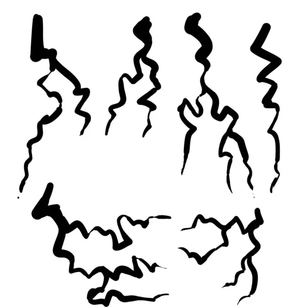 Hand drawn Blitz lightning thunder light sparks storm flash thunderstorm. Power energy charge thunder shock doodle style illustration — 스톡 벡터
