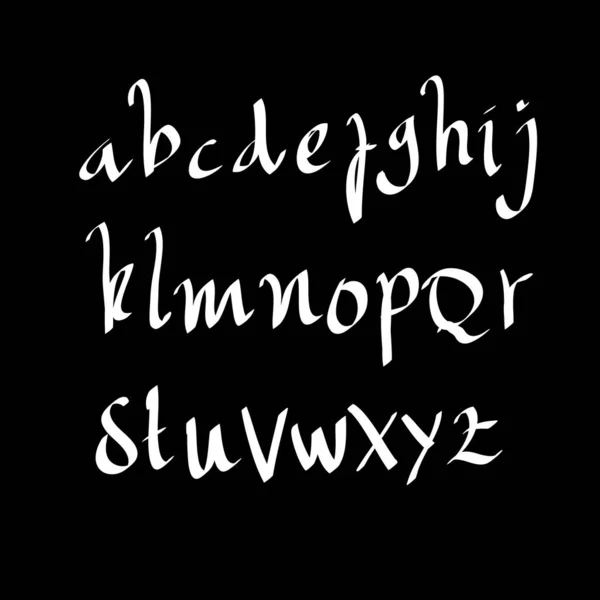 Script de pincel escrito a mano Blanco y negro Inglés alfabeto letras garabato Letra vector — Vector de stock