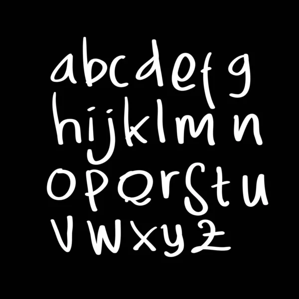 Script de pincel escrito a mano Blanco y negro Inglés alfabeto letras garabato Letra vector — Vector de stock