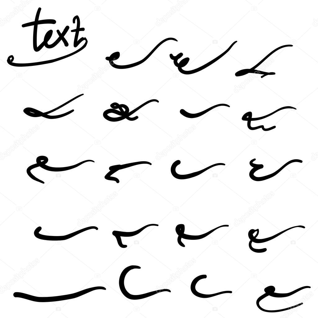 Typography tails shape for lettering doodle handdrawn style vector