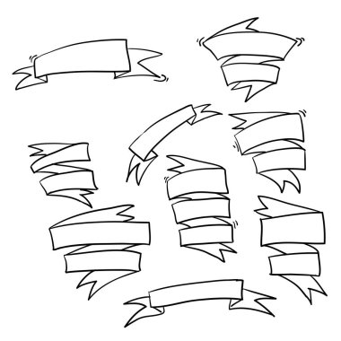 Karalama kurdele koleksiyonu el yapımı çizgi film biçimi vektörü