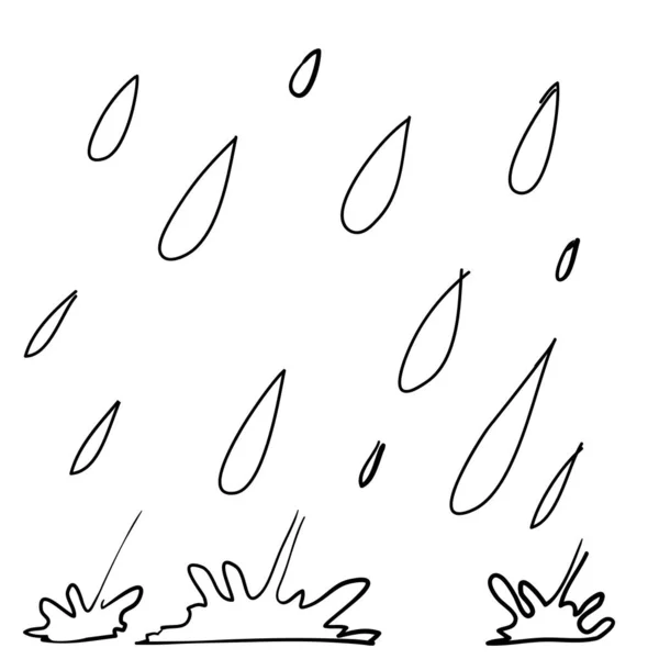 Gambar tangan doodle memercikkan air drop cairan vektor ilustrasi - Stok Vektor
