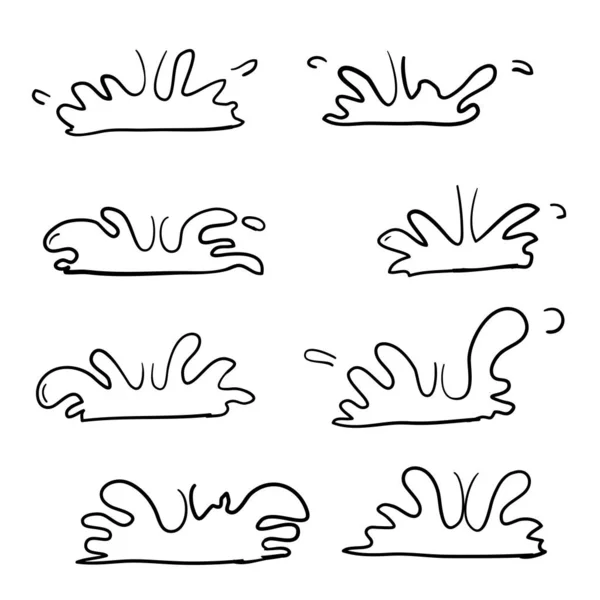 Mano disegnato doodle spruzzi d'acqua goccia liquido illustrazione vettore — Vettoriale Stock